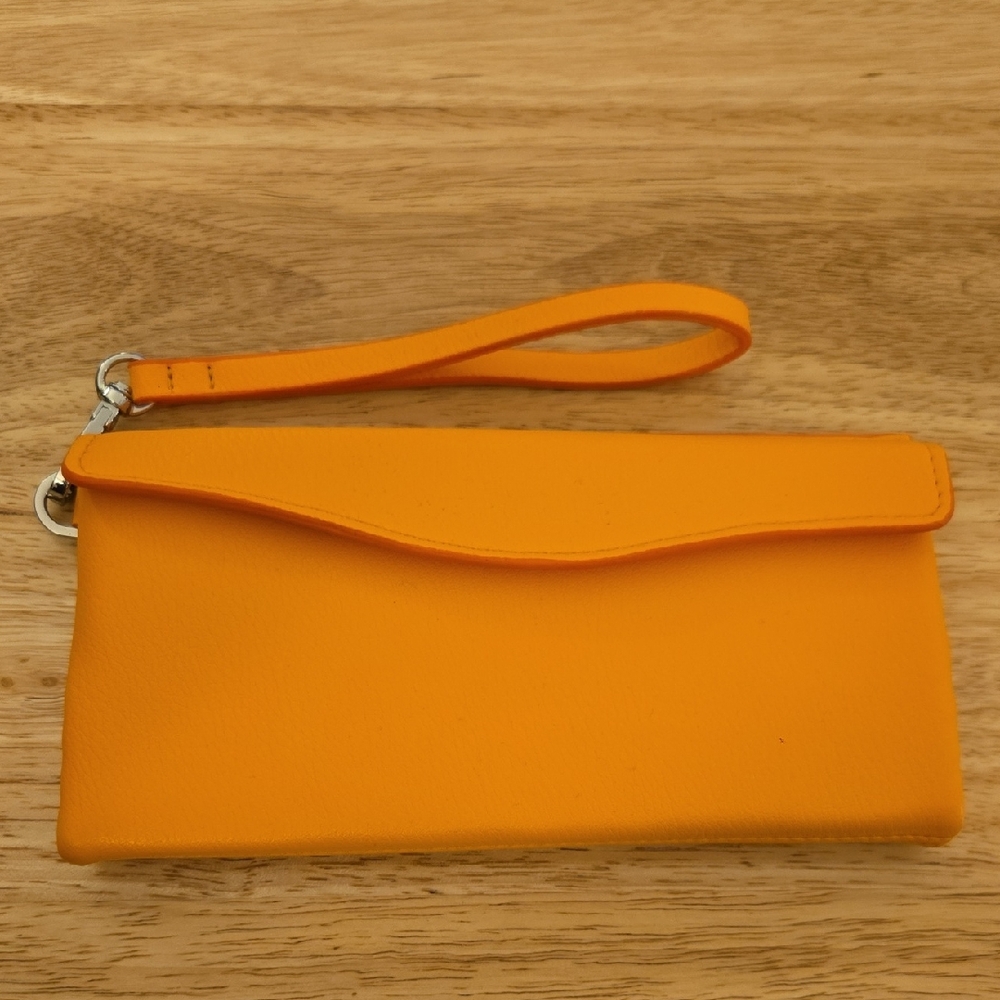 A New Day Orange Envelope Wristlet Clutch NWOT